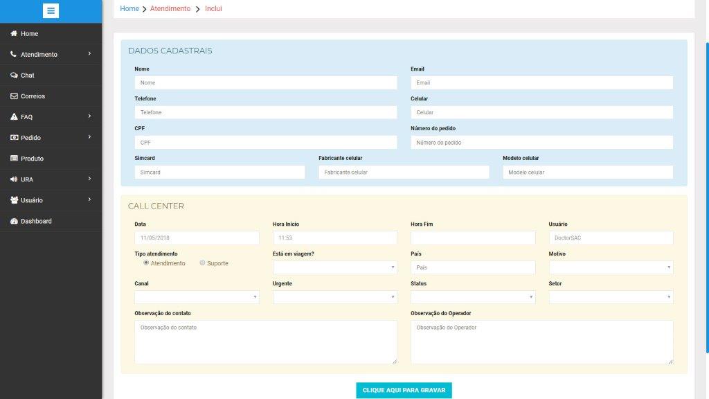 Sistema de CRM Cadastro